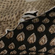 Kamala - Tissu indien matelassé double face coton hand block teal largeur 100cm