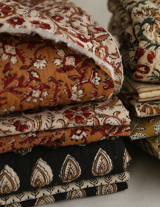 Kamala B - Tissu indien coton hand block traditionnel