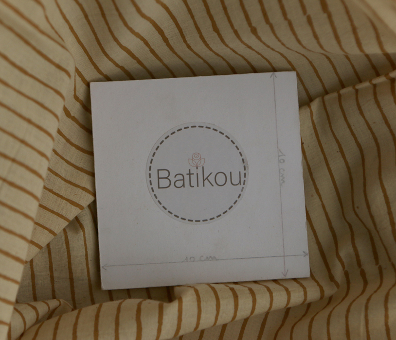 Tissu indien coton hand block traditionnel rayures