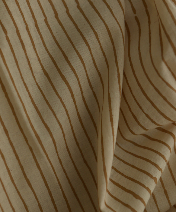 Tissu indien coton hand block traditionnel rayures