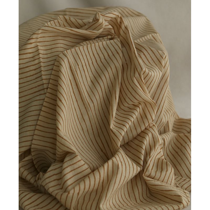 Tissu indien coton hand block traditionnel rayures