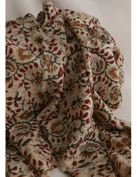 Nisha - Tissu indien coton hand block traditionnel