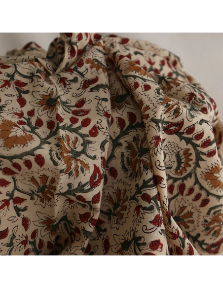 Nisha - Tissu indien coton hand block traditionnel