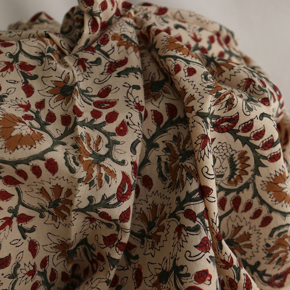 Nisha - Tissu indien coton hand block traditionnel