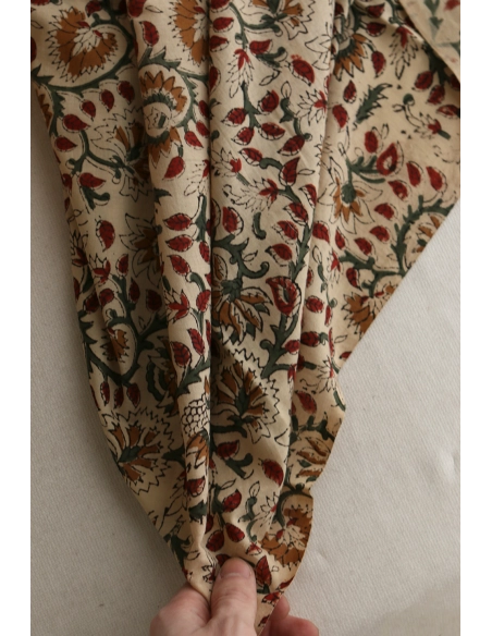 Nisha - Tissu indien coton hand block traditionnel