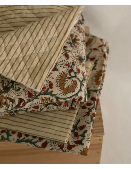 Nisha - Tissu indien coton hand block traditionnel