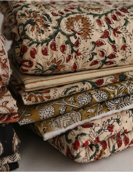 Nisha - Tissu indien coton hand block traditionnel