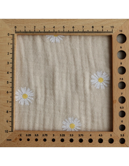 Daisy - Double gaze coton BIO motif exclusif fond crème
