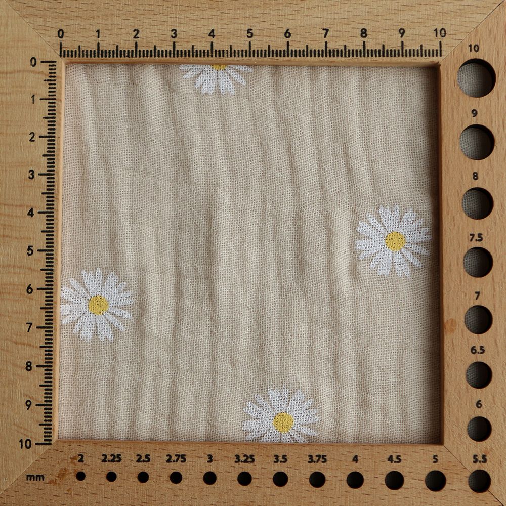 Daisy - Double gaze coton BIO motif exclusif fond crème