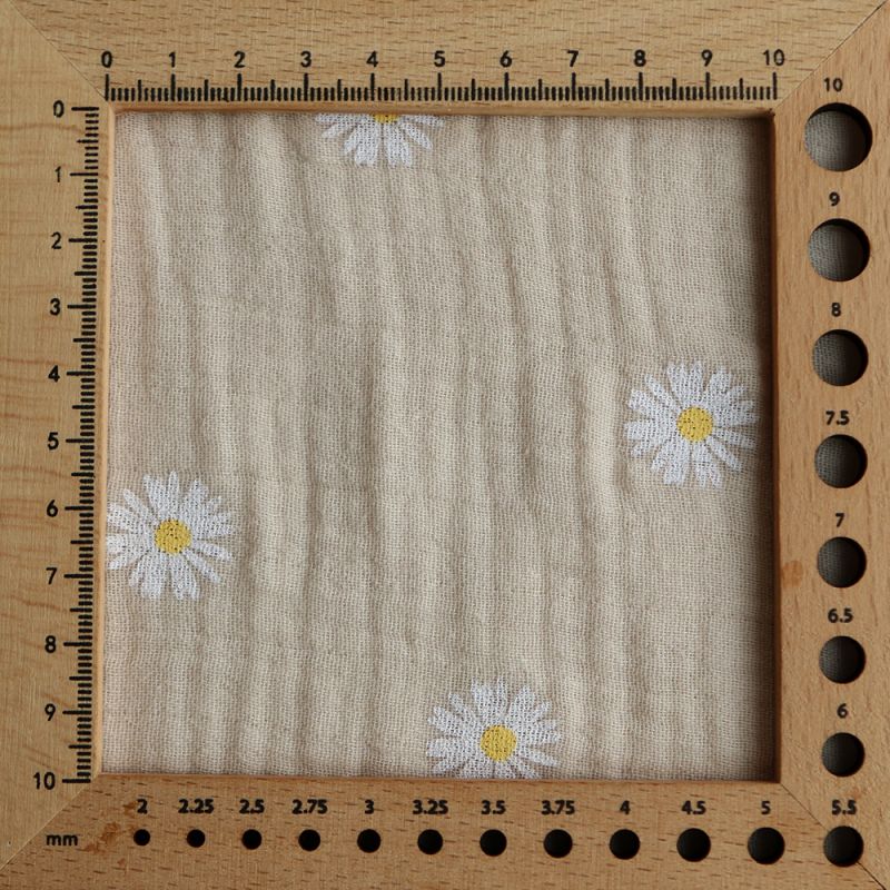 Daisy - Double gaze coton BIO motif exclusif fond crème