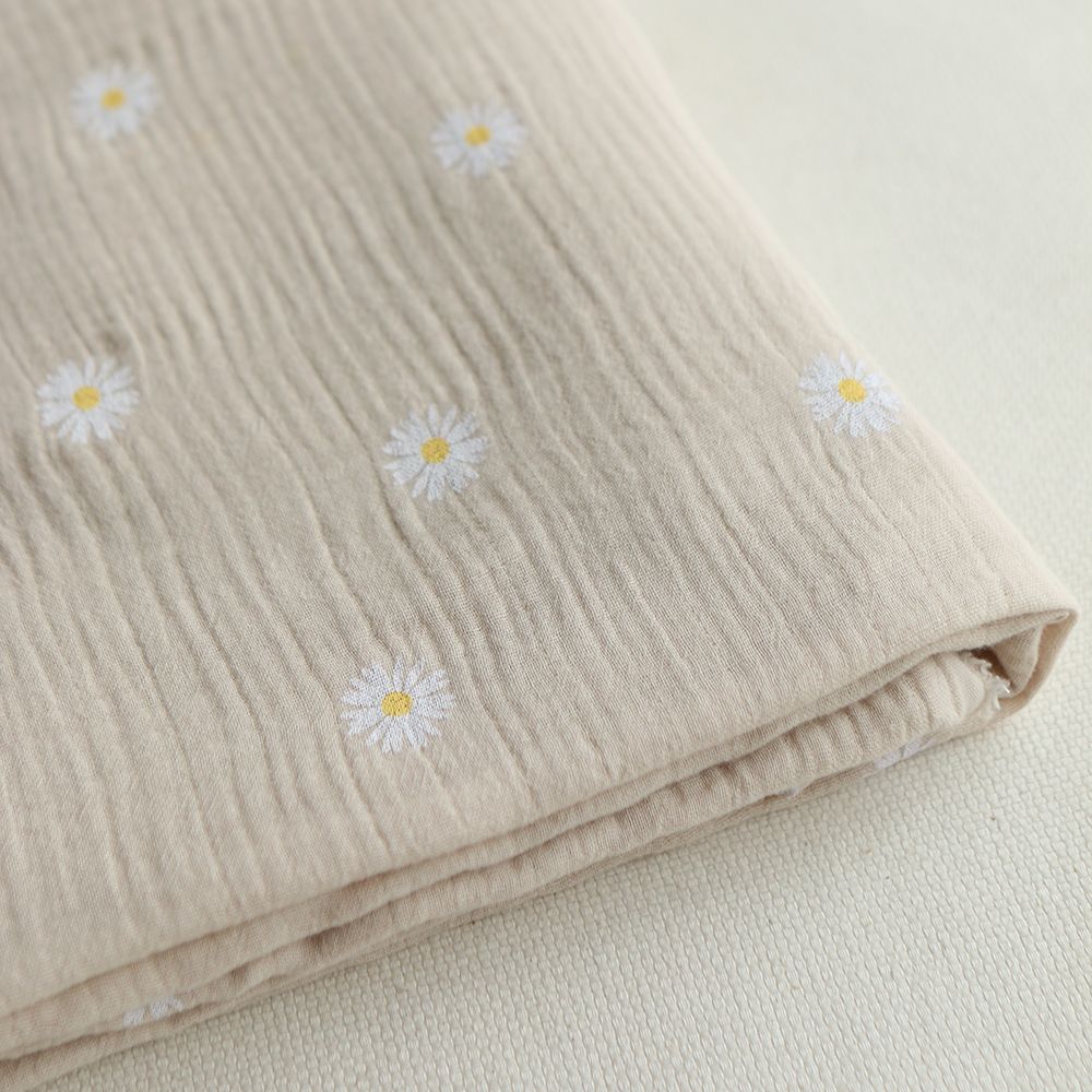 Daisy - Double gaze coton BIO motif exclusif fond crème