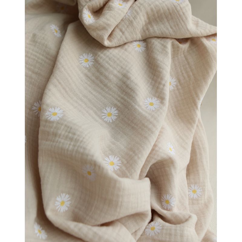 Daisy - Double gaze coton BIO motif exclusif fond crème