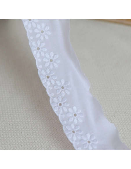 Galon coton broderie blanc40mm x1m