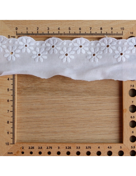 Galon coton broderie blanc40mm x1m