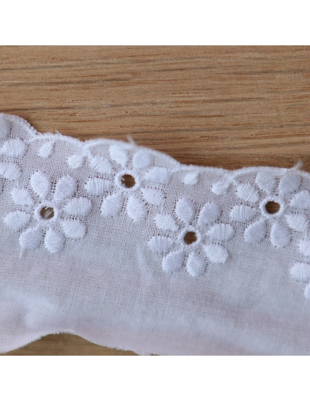 Galon coton broderie blanc40mm x1m
