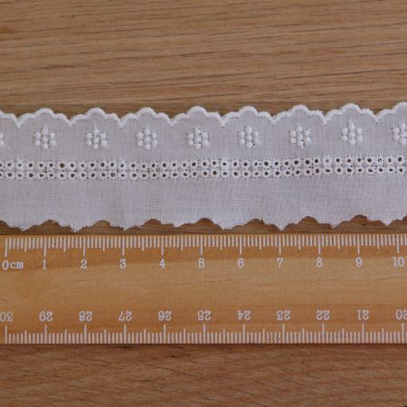 Galon coton broderie blanc30mm x1m Galon coton broderie blanc30mm x1m