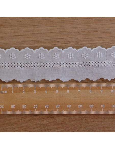 Galon coton broderie blanc30mm x1m