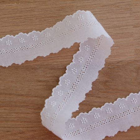 Galon coton broderie blanc30mm x1m Galon coton broderie blanc30mm x1m