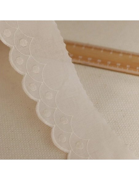 Galon coton broderie écru52mm x1m