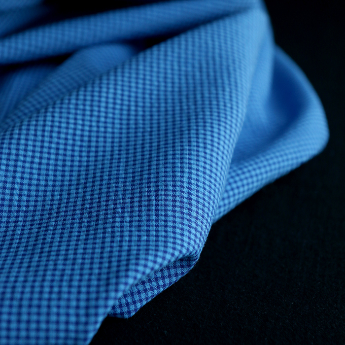 Seersucker / Coton gaufré vichy mini 3mm bleu cobalt