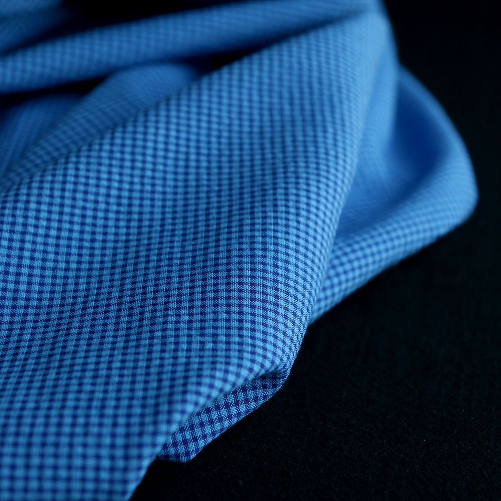 Seersucker / Coton gaufré vichy mini 3mm bleu cobalt