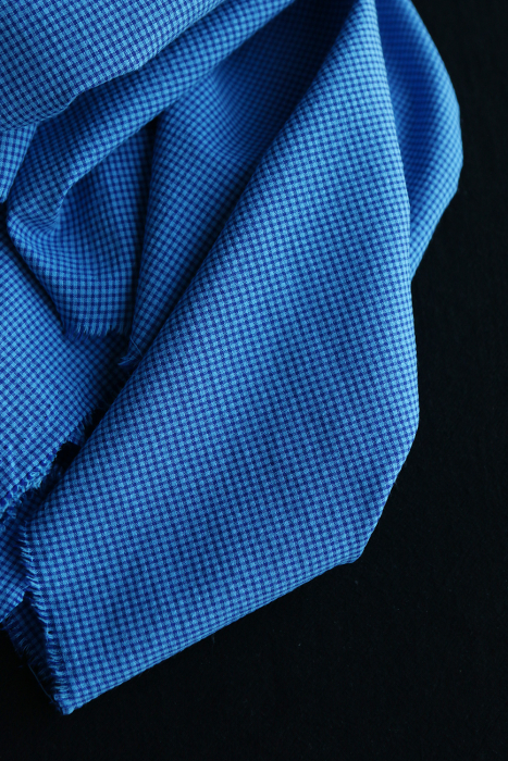 Seersucker / Coton gaufré vichy mini 3mm bleu cobalt