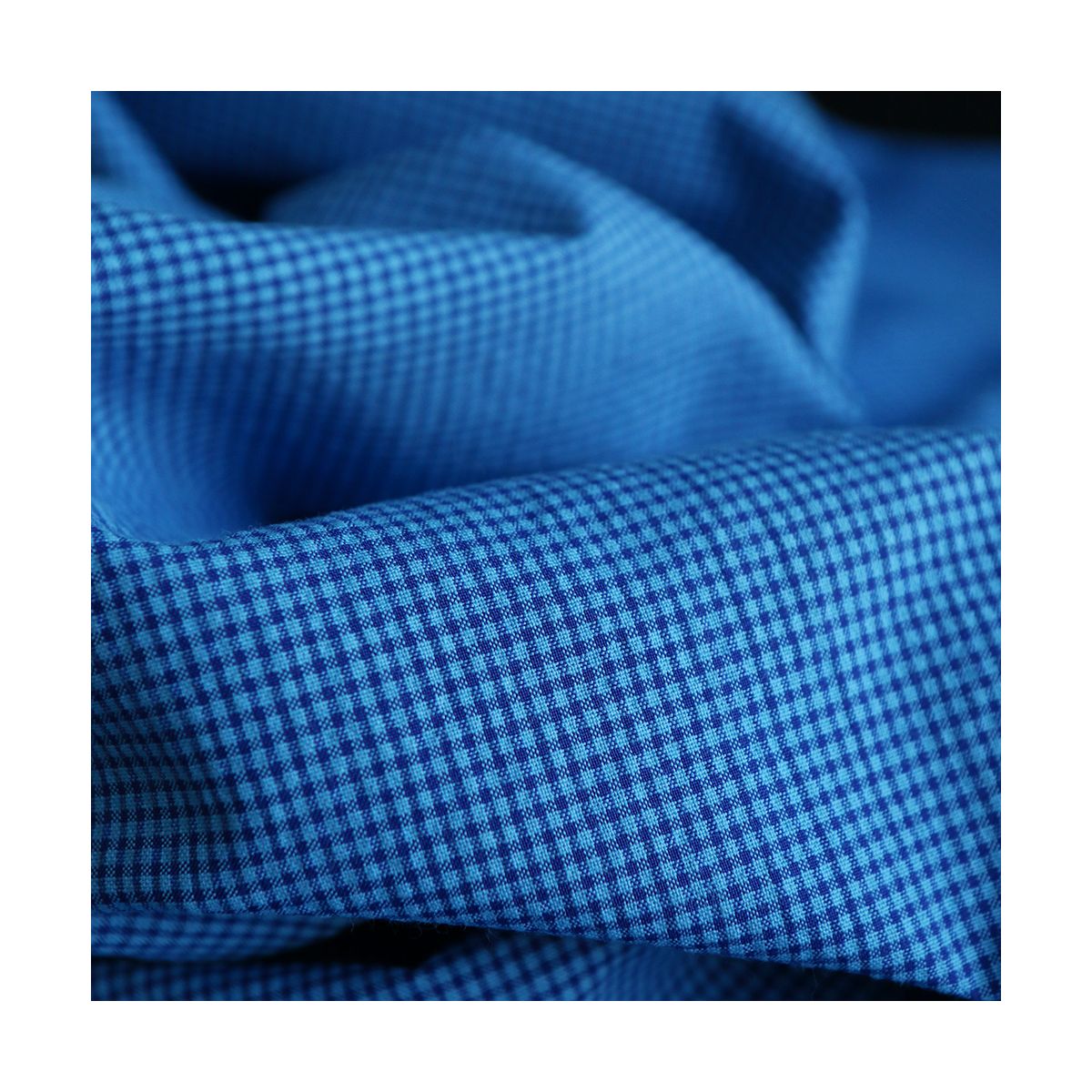 Seersucker / Coton gaufré vichy mini 3mm bleu cobalt Seersucker / Coton gaufré vichy mini 3mm bleu cobalt