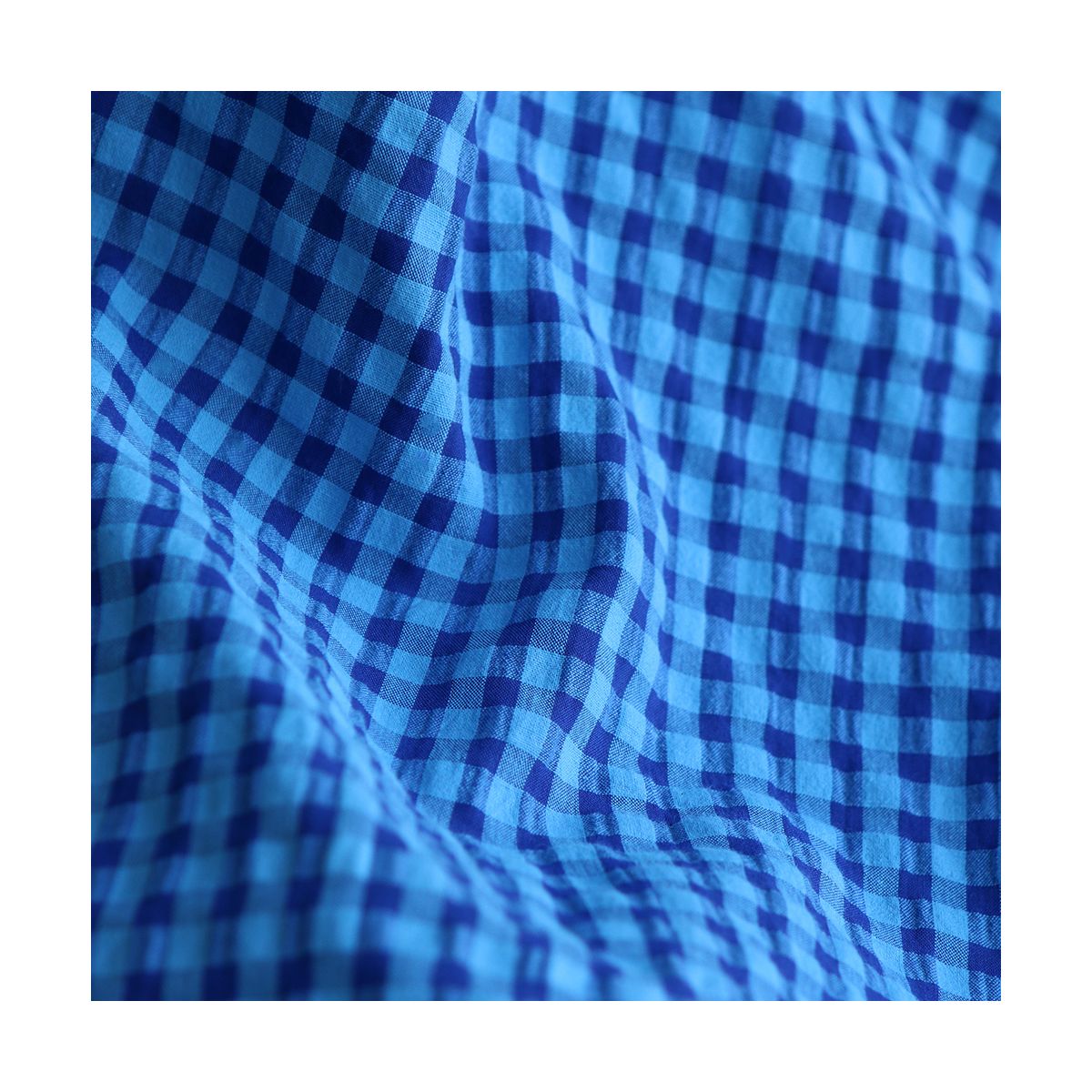 Seersucker / Coton gaufré vichy 6mm bleu cobalt Seersucker / Coton gaufré vichy 6mm bleu cobalt