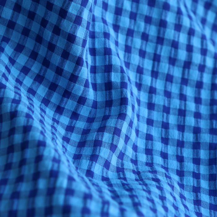 Seersucker / Coton gaufré vichy 6mm bleu cobalt