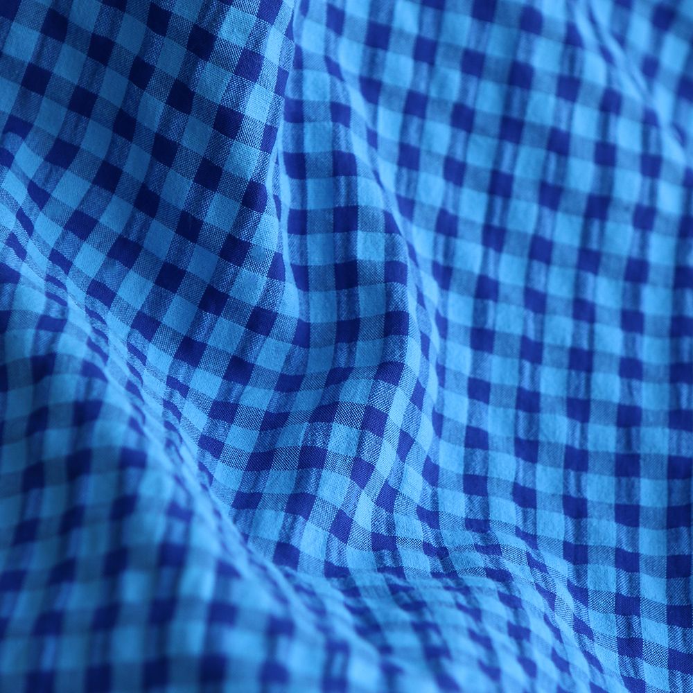 Seersucker / Coton gaufré vichy 6mm bleu cobalt