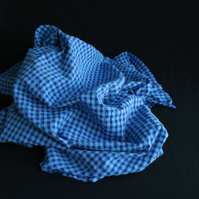 Seersucker / Coton gaufré vichy 6mm bleu cobalt