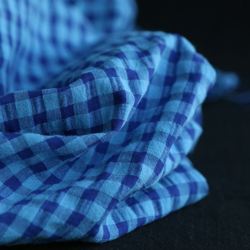 Seersucker / Coton gaufré vichy 6mm bleu cobalt