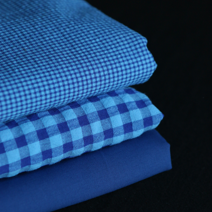 Seersucker / Coton gaufré vichy 6mm bleu cobalt