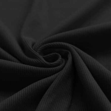 Jersey fines côtes coton coloris noir
