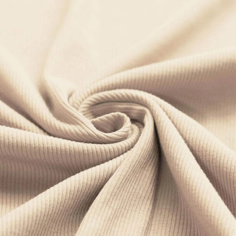 Jersey coton côtes fines coloris beige naturel