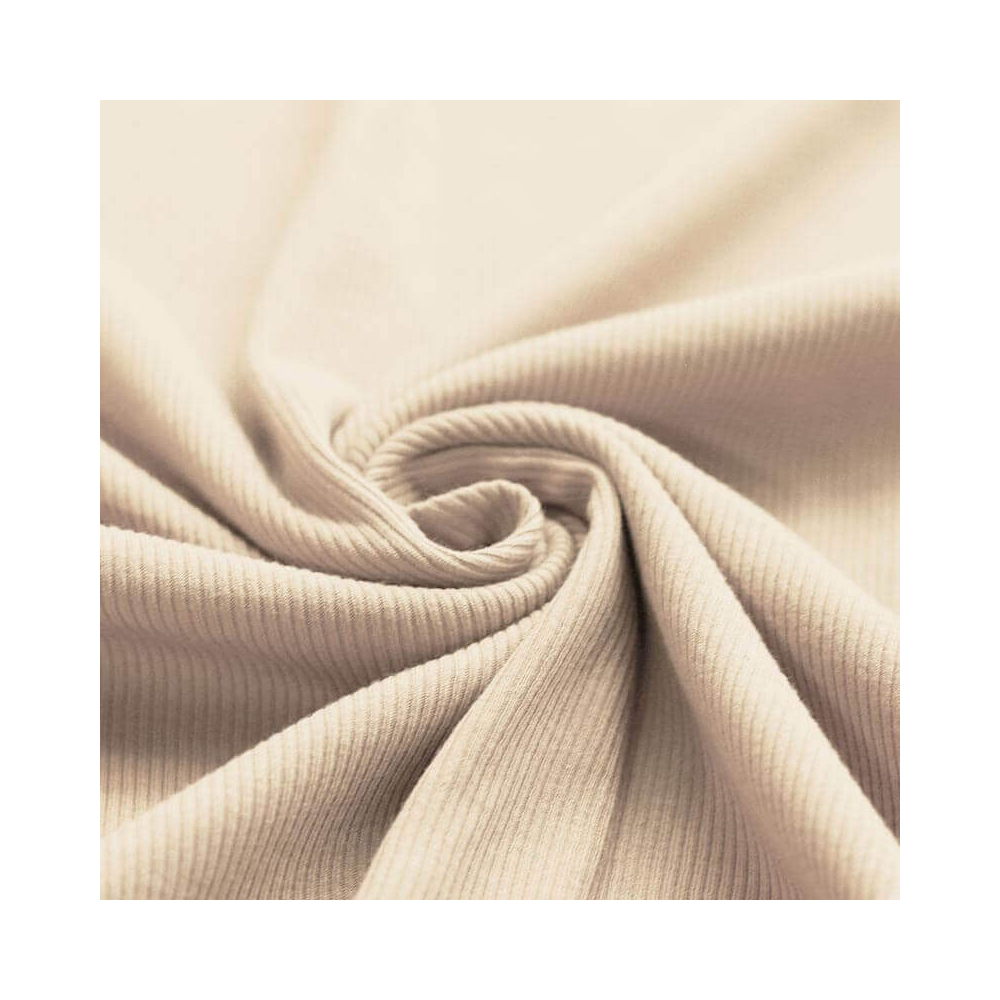 Jersey coton côtes fines coloris beige naturel