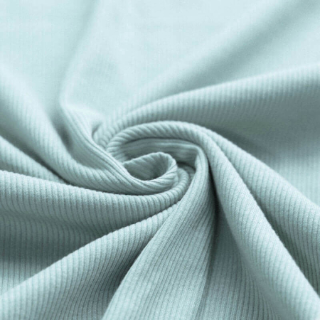 Jersey coton côtes fines coloris vert opaline Jersey coton côtes fines coloris vert opaline