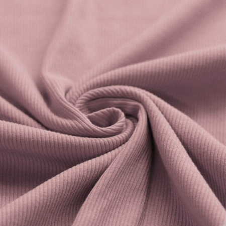 Jersey coton côtes fines coloris rose ancien