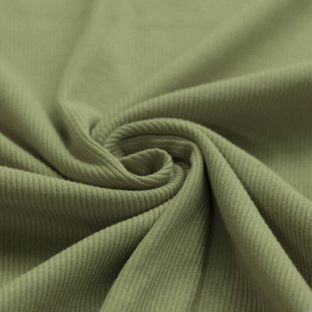Jersey coton côtes fines coloris vert olive Jersey coton côtes fines coloris vert olive