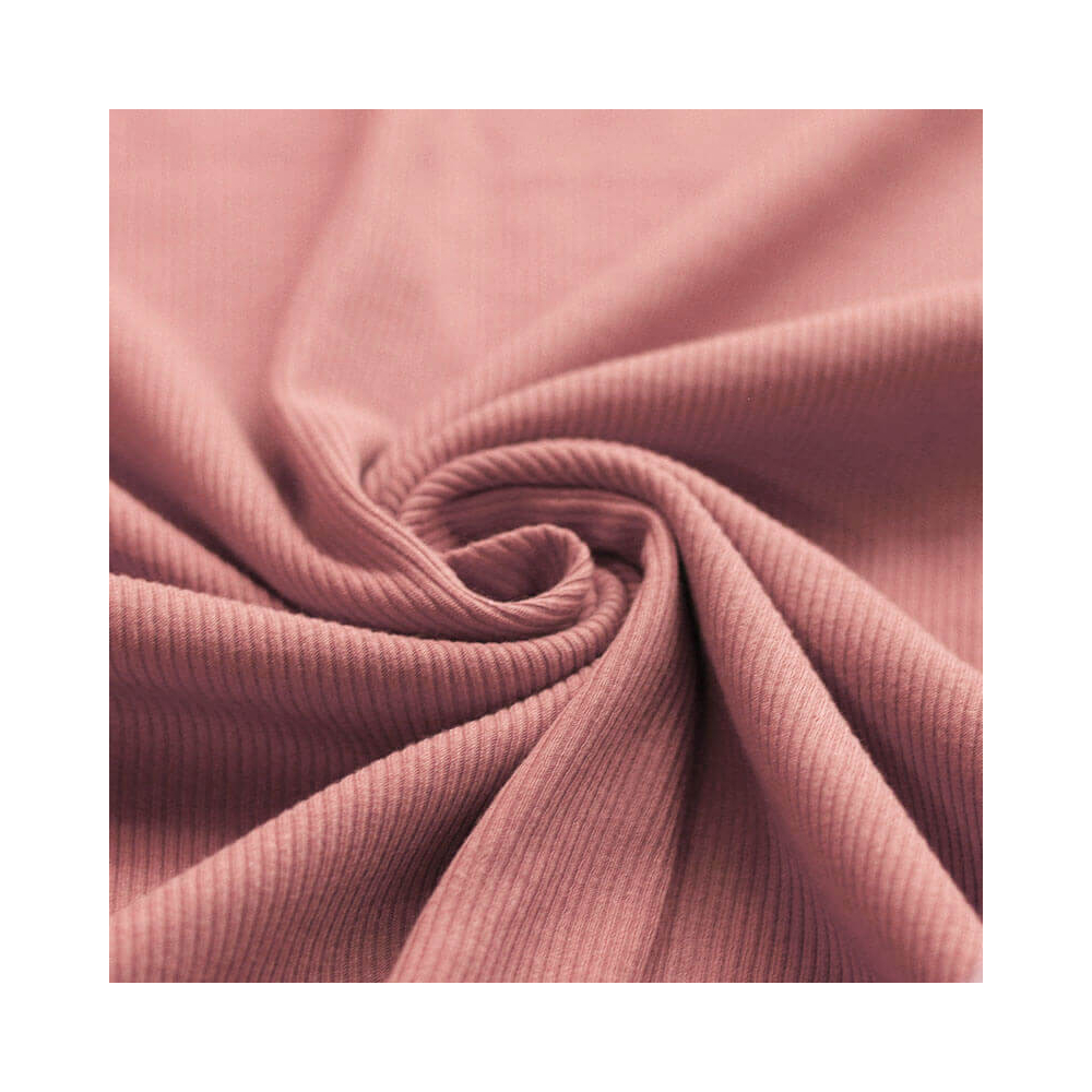 Jersey coton côtes fines coloris argile rose