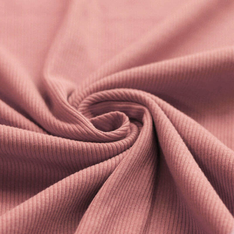 Jersey coton côtes fines coloris argile rose