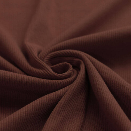 Jersey coton côtes fines coloris marron