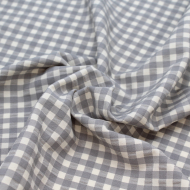 Seersucker / Coton gaufré vichy moyen GRIS écru