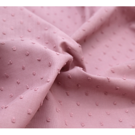 Plumetis de coton coloris vieux rose Plumetis de coton coloris vieux rose