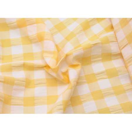 Seersucker / Coton gaufré vichy jaune Seersucker / Coton gaufré vichy jaune