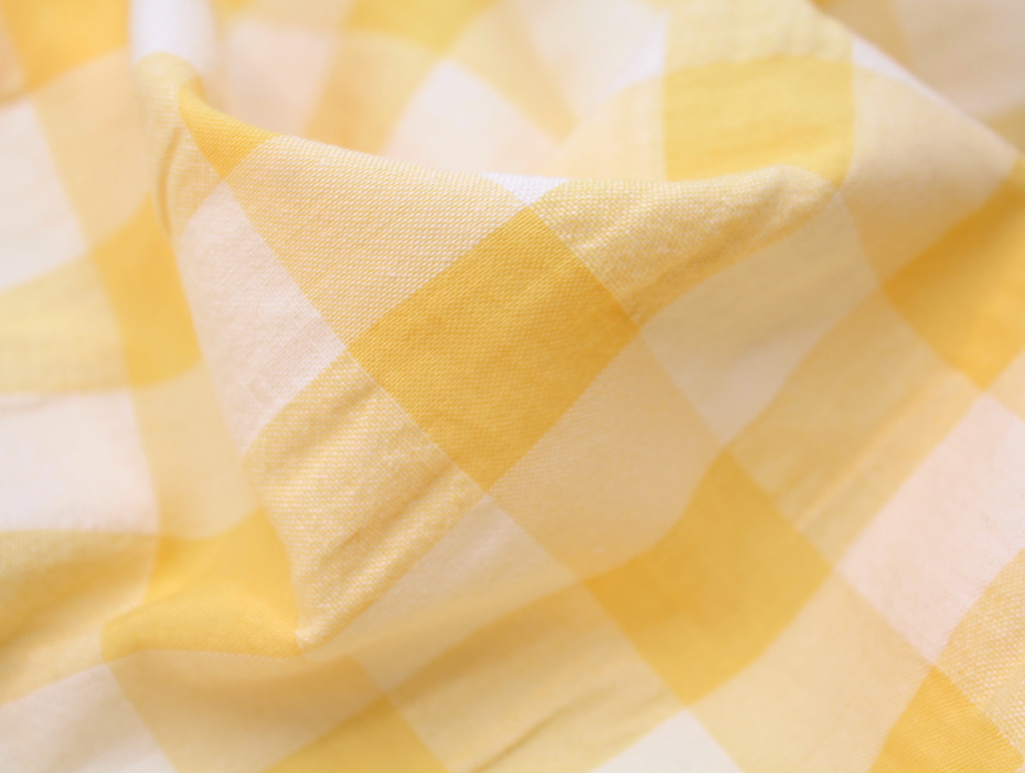 Seersucker / Coton gaufré vichy jaune