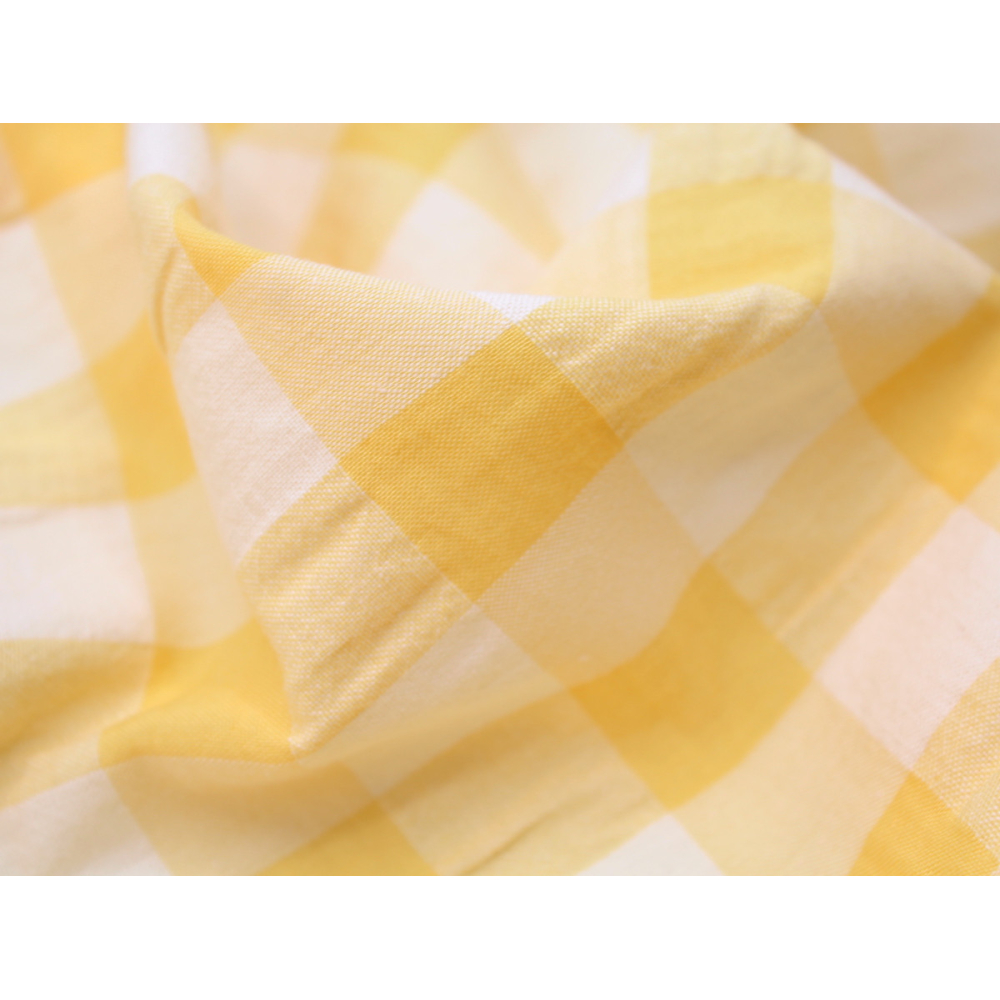 Seersucker / Coton gaufré vichy jaune