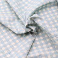 Seersucker / Coton gaufré vichy moyen aqua écru