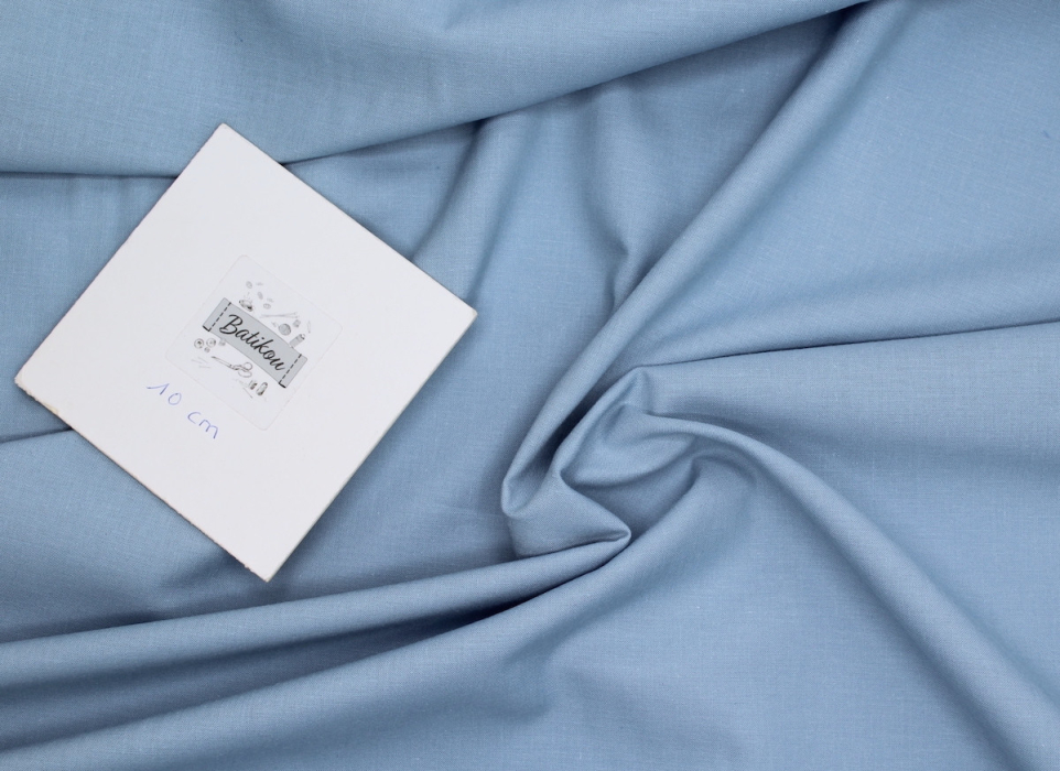 Popeline de coton douce qualité SWEET coloris uni bleu porcelaine