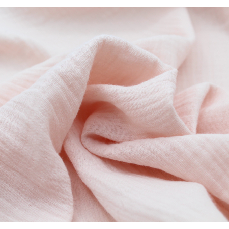 Double gaze de coton BIO unie rose nude